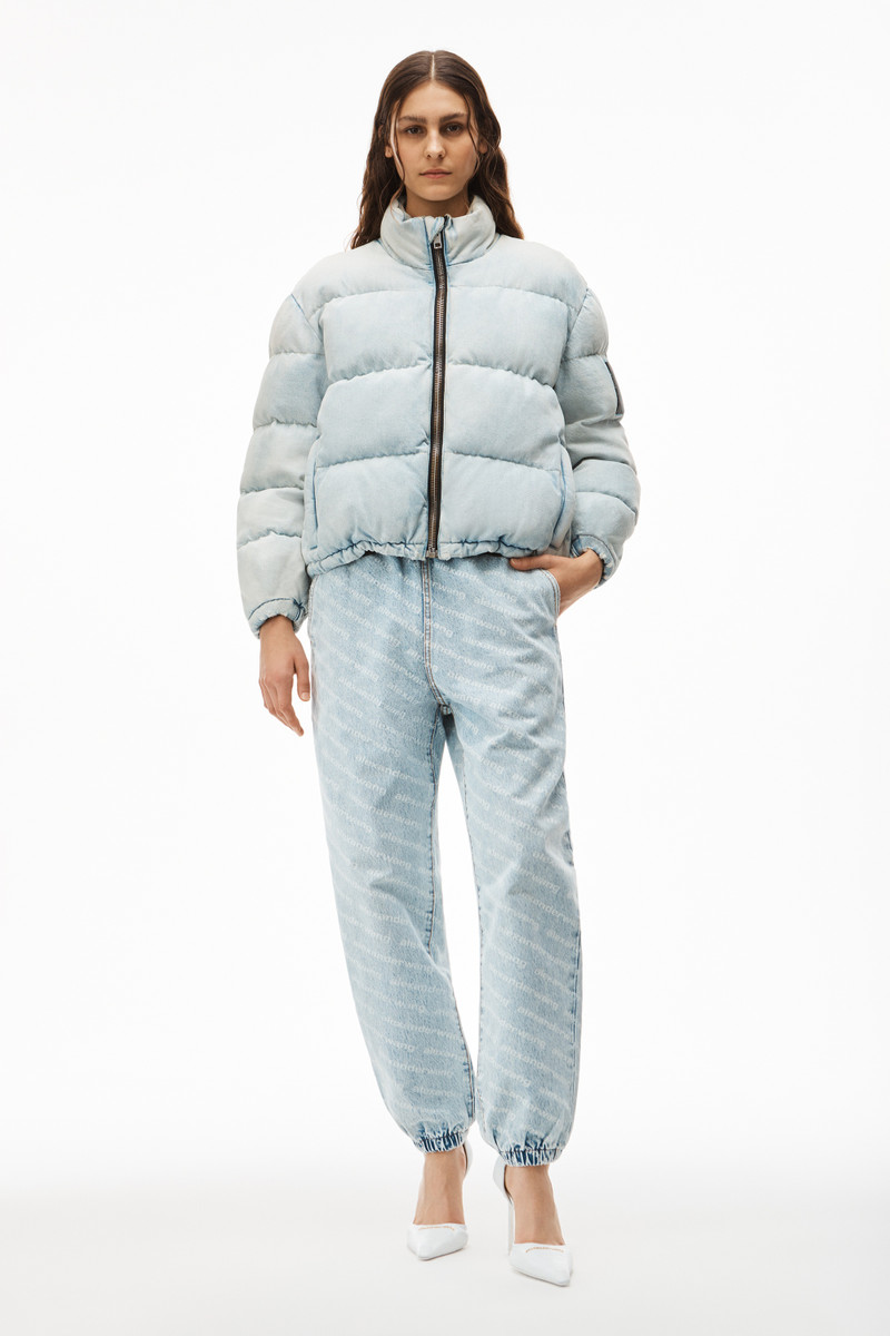Alexander Wang PUFFER JACKET IN BLEACHED DENIM outlook