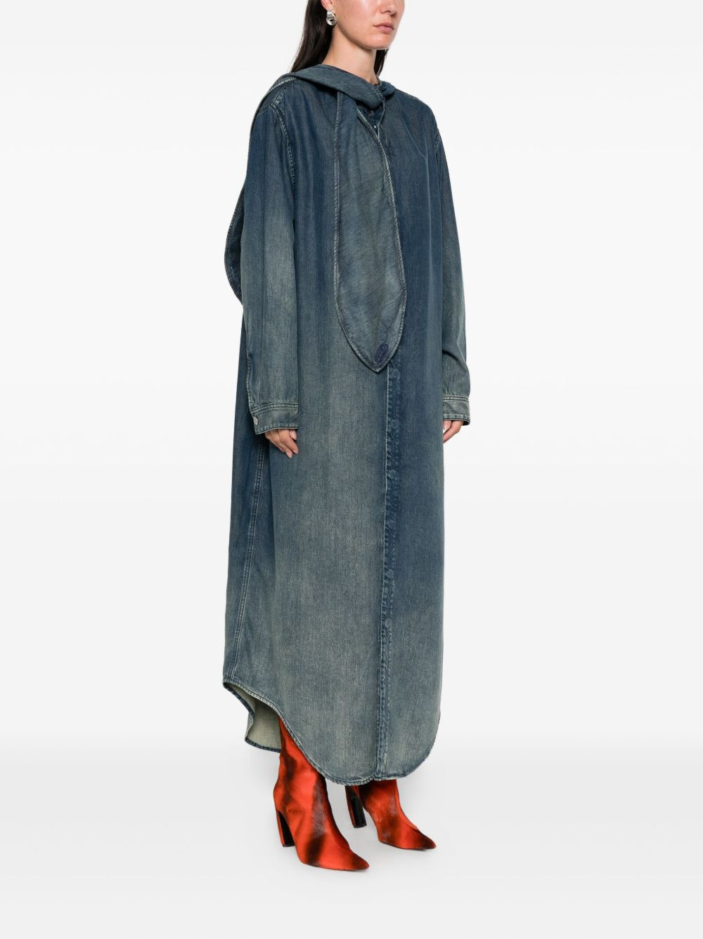 tie-neck denim maxi dress - 3