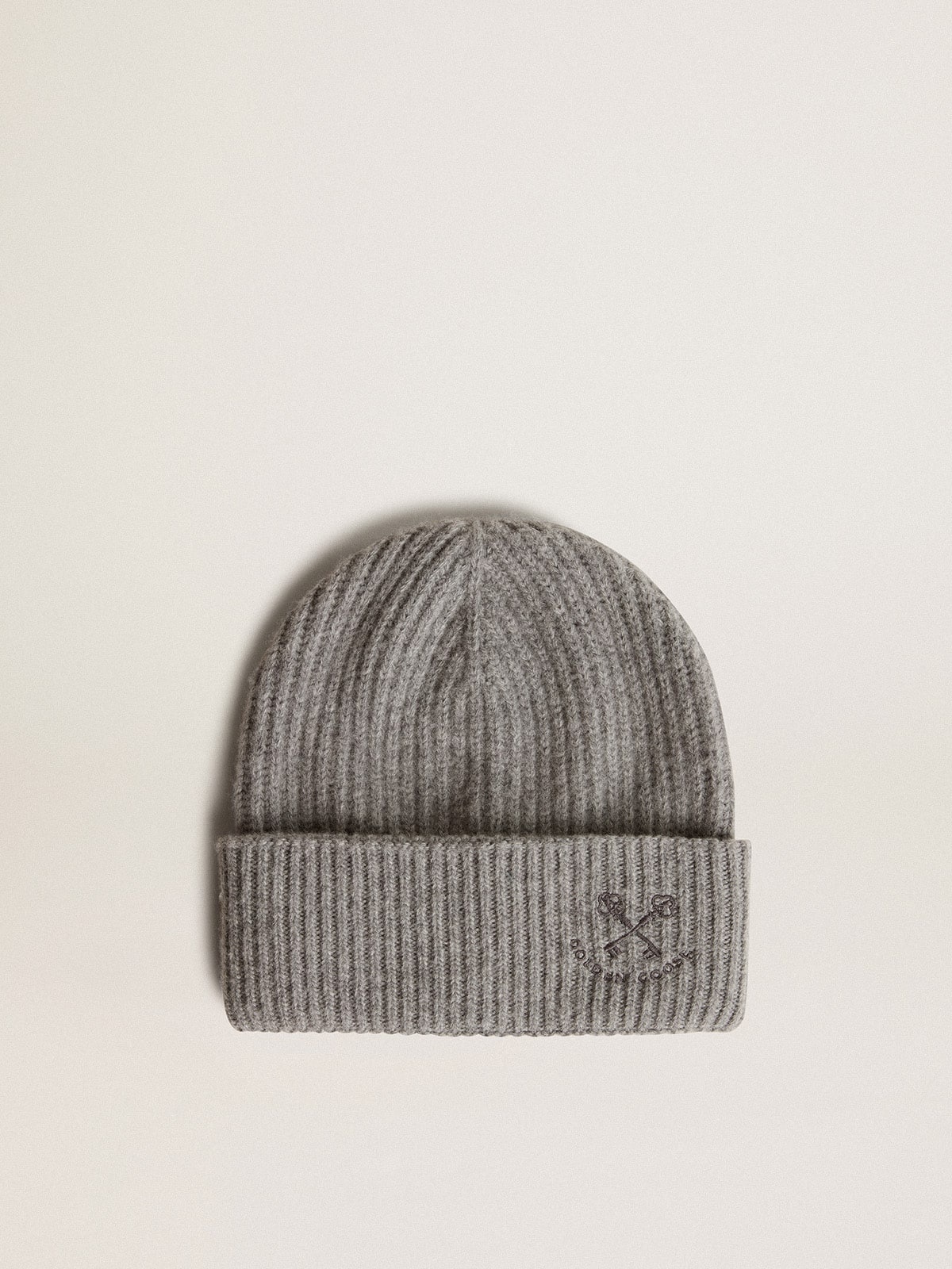 Gray ribbed wool beanie - 1