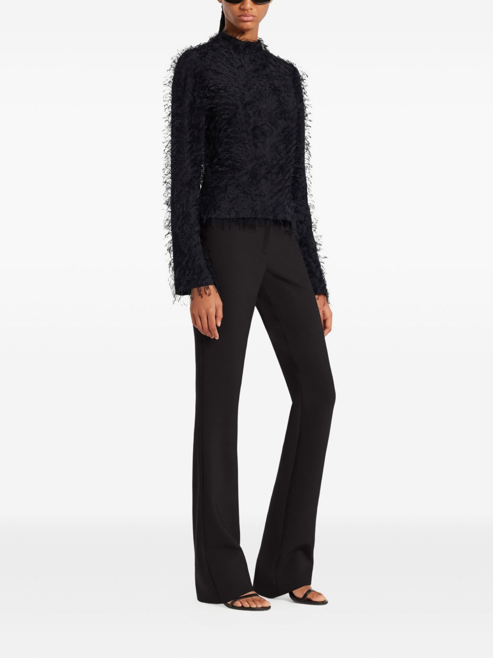 feather-embellished long-sleeve top - 3