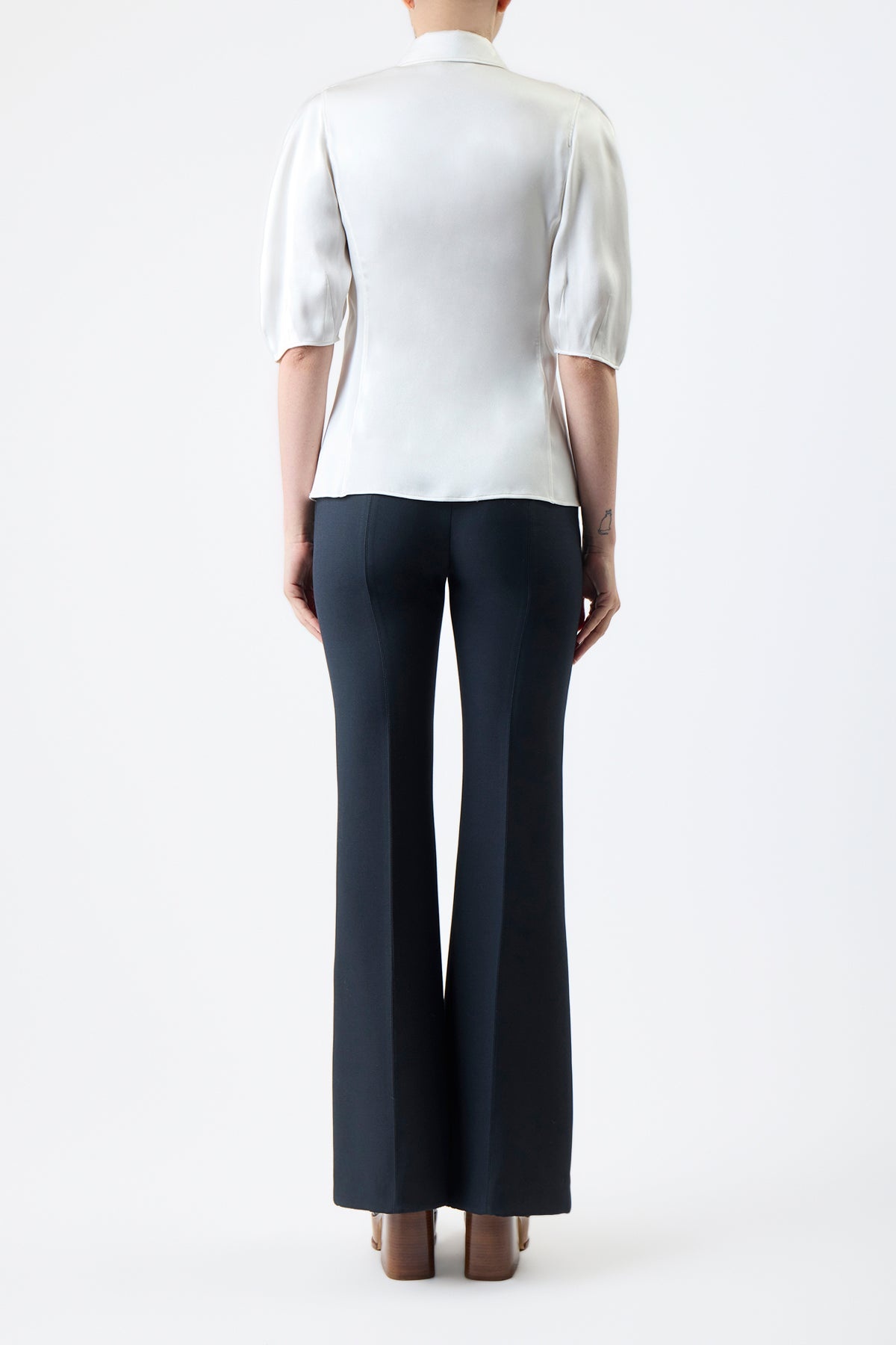 Sansi Top in Ivory Double Satin - 4