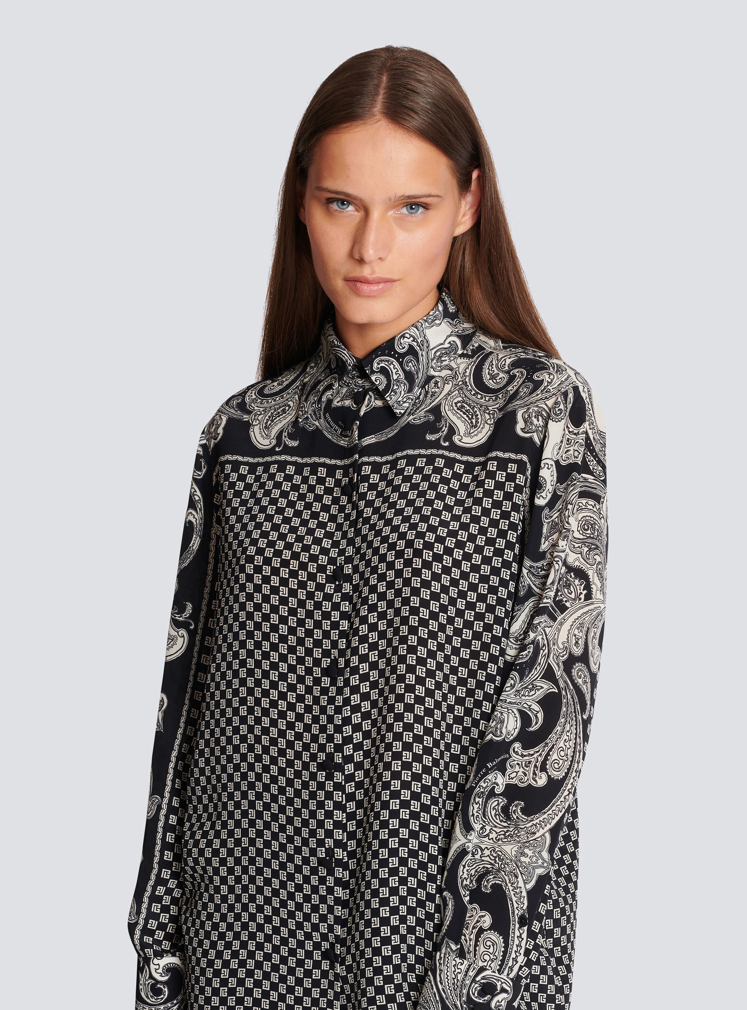 Paisley and mini monogram printed silk shirt - 6