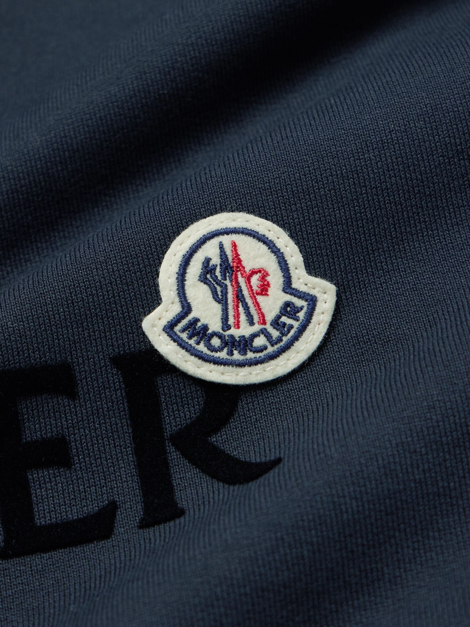 Logo-Flocked Cotton-Jersey Sweatshirt Navy - 4