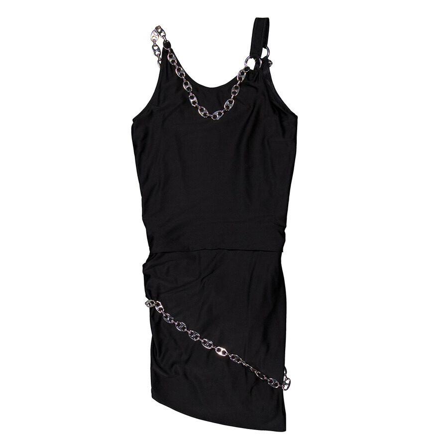 Rabanne Chain Trim Gathered Sleeveless Mini Dress, Brand Size 34 ( US Size 2 ) - 6