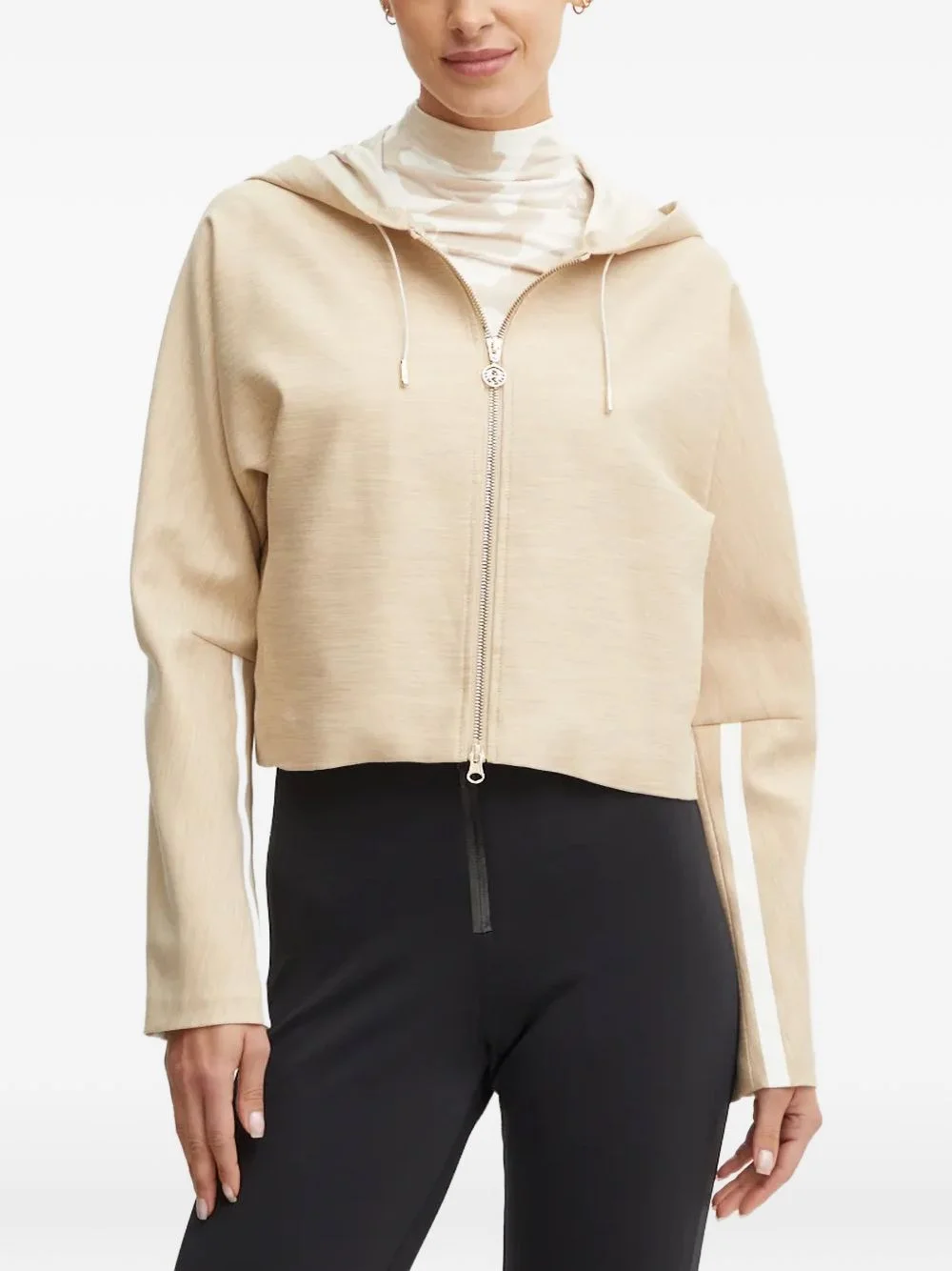 side-stripe drawstring cropped jacket - 1