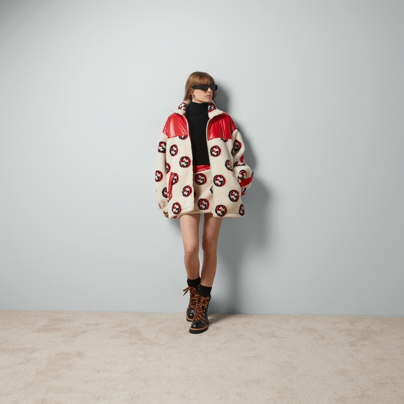 GUCCI GG wool fleece jacquard skirt outlook