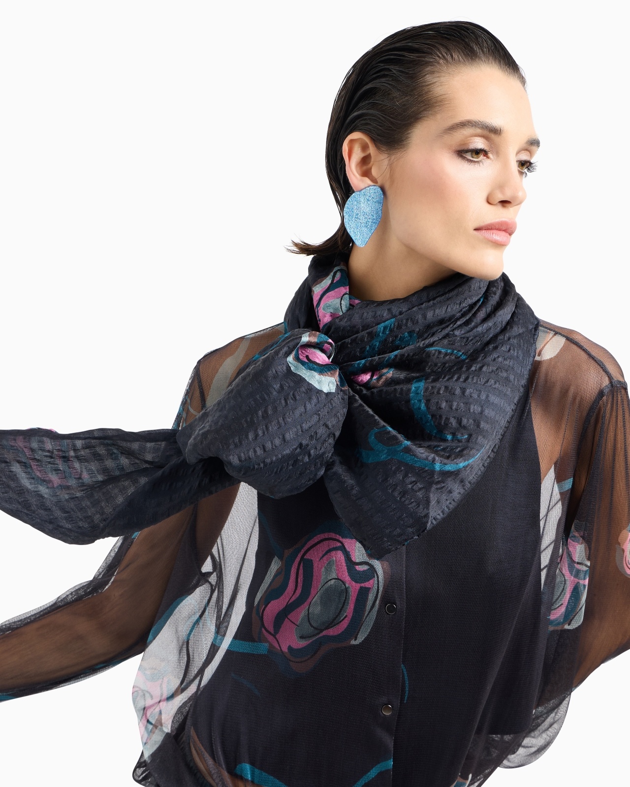 PRINTED SILK TRIANGLE FOULARD - 3