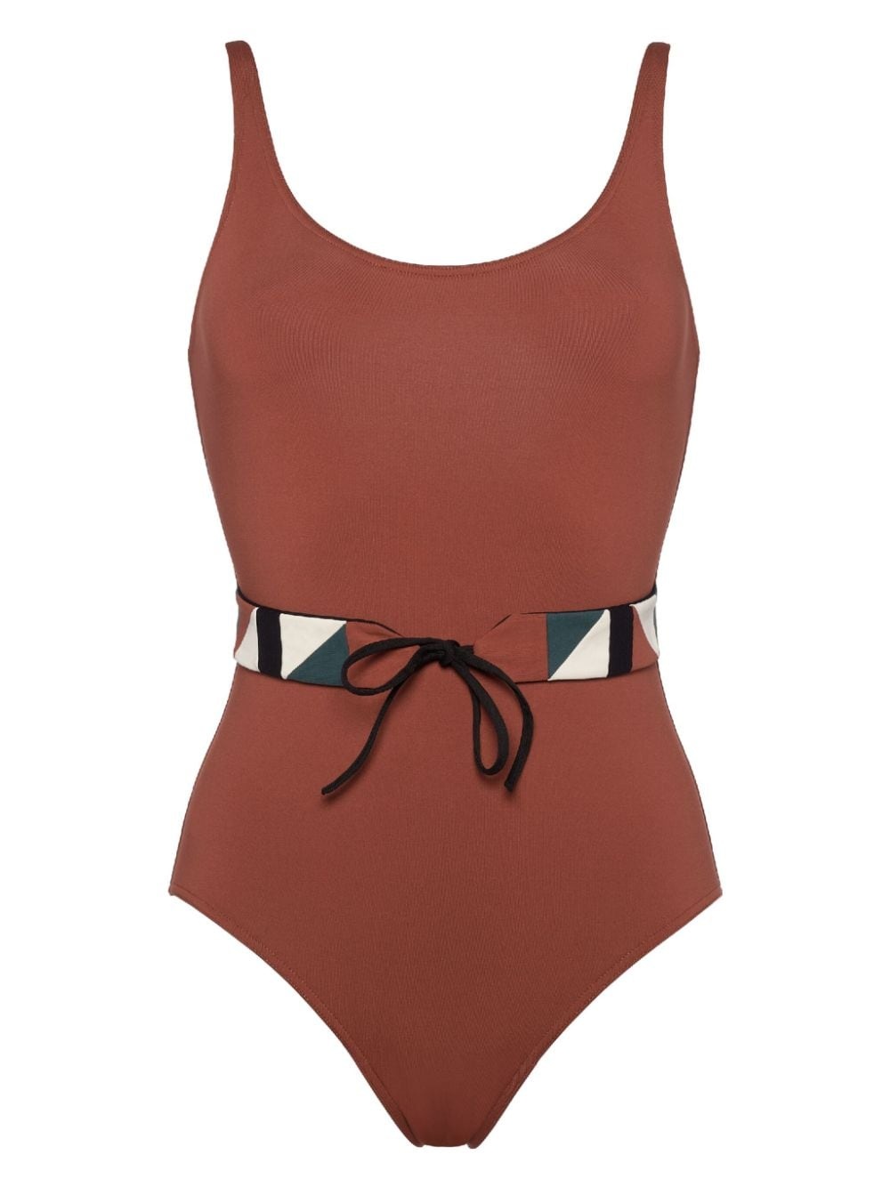 Damier belted swimsuit - 1