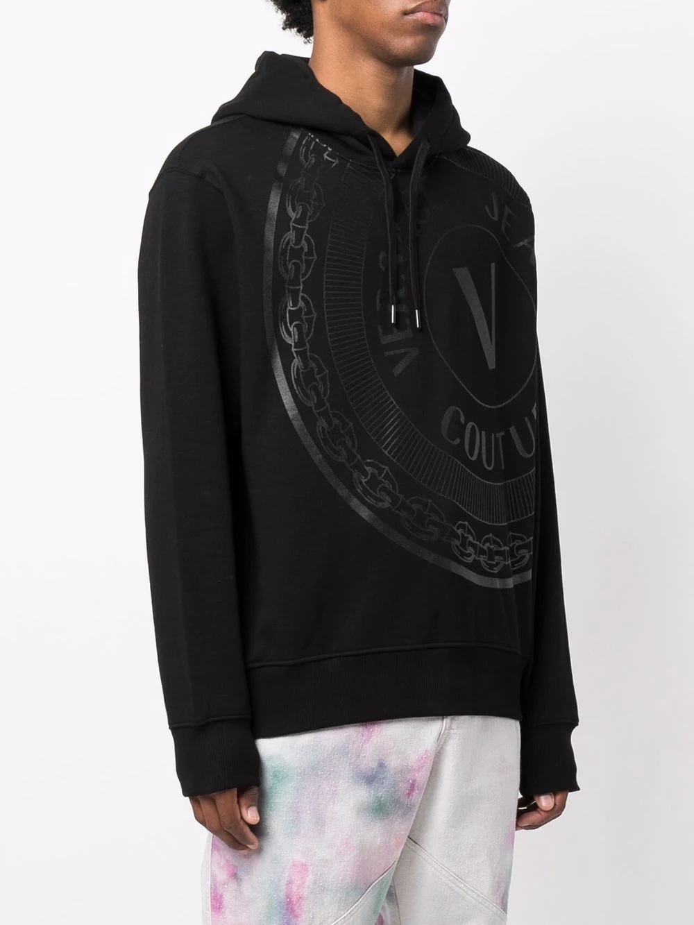 V-Emblem cotton hoodie - 3