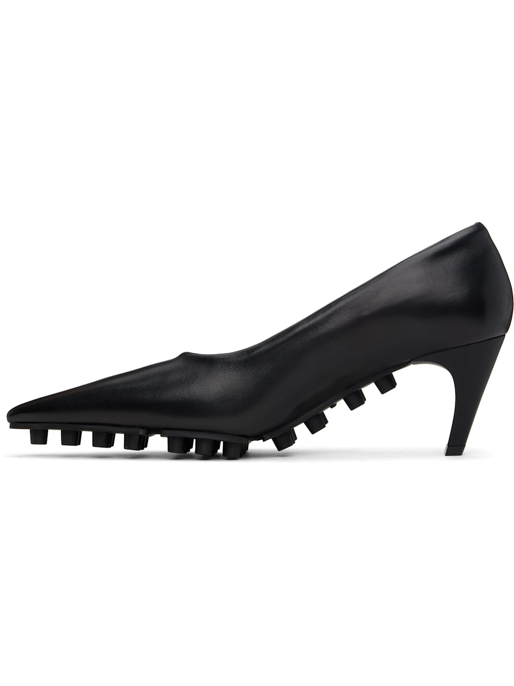 Black Nappa Spike Heels - 3