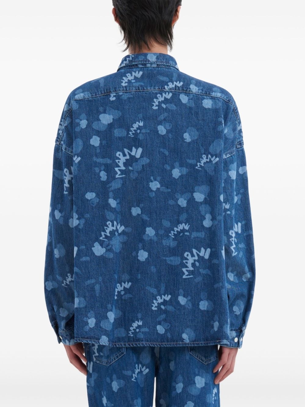 logo-print denim shirt - 4