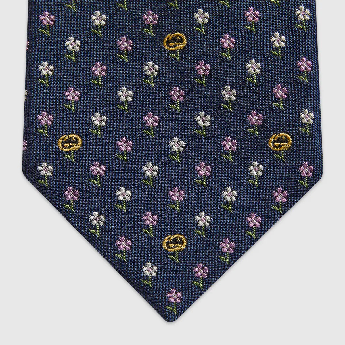 Interlocking G and flowers silk tie - 3