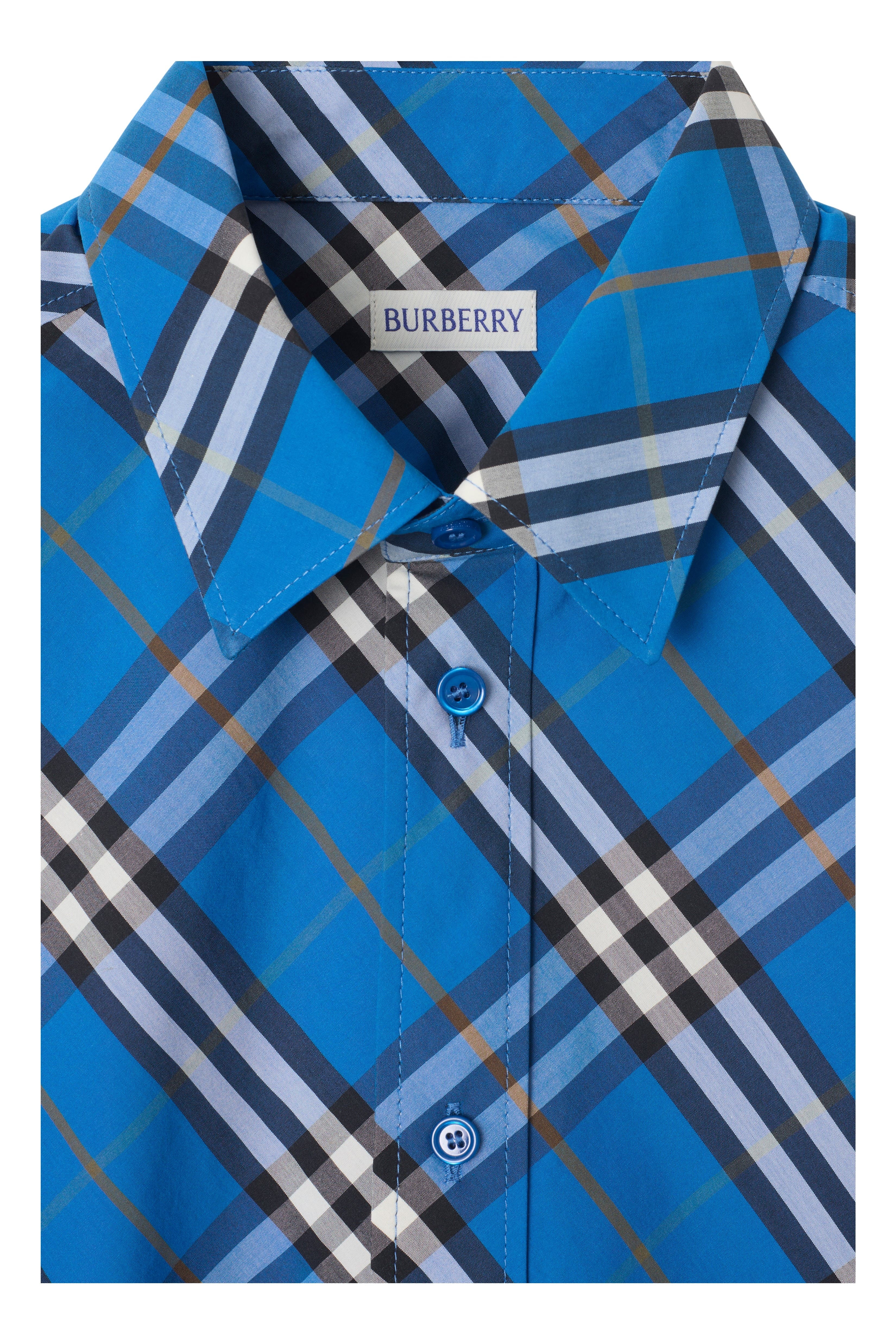 burberry Check Cotton Shirt in Hyacinth Blue at Nordstrom - 5
