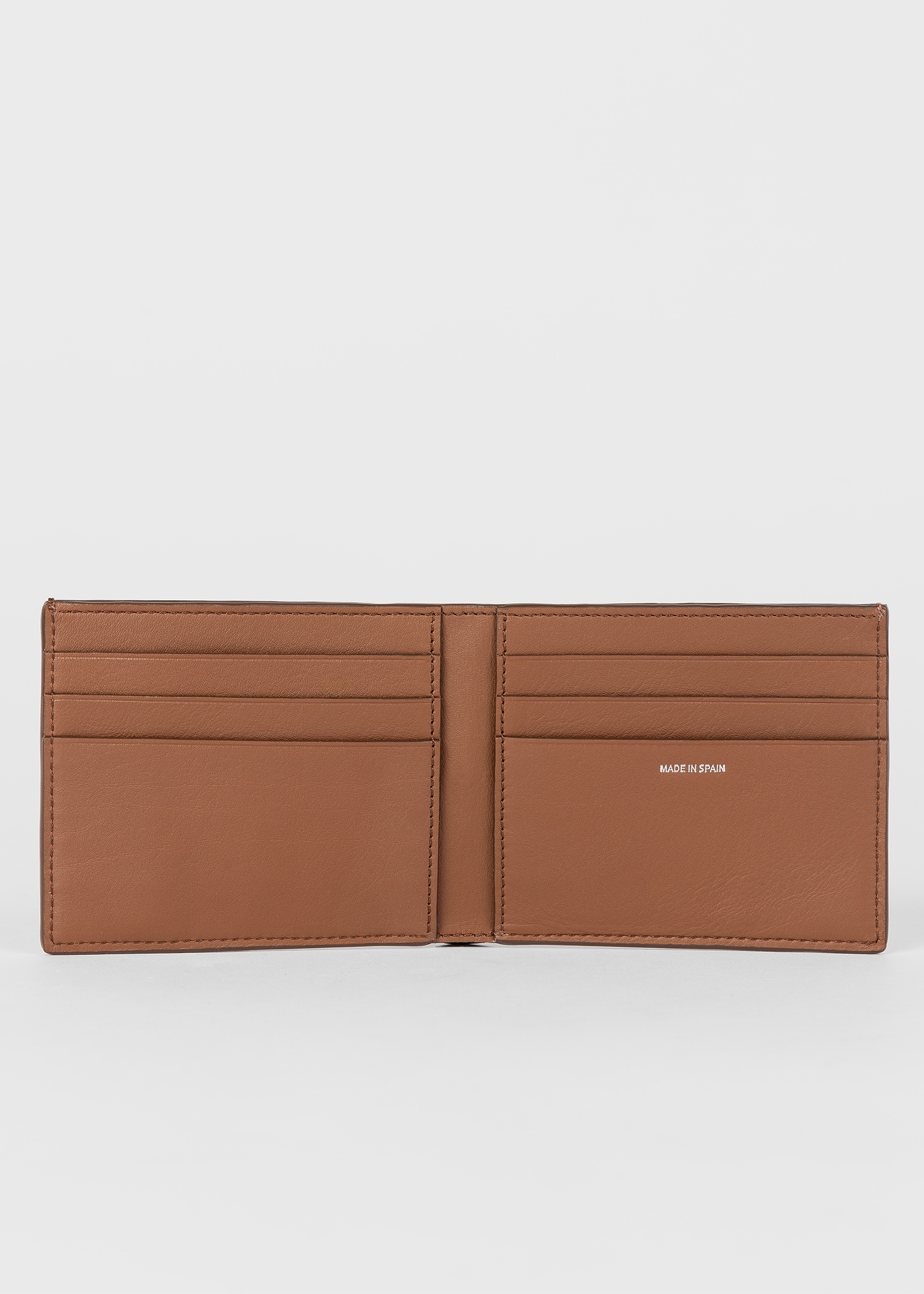 Brown Woven Front Calf Leather Billfold Wallet - 2