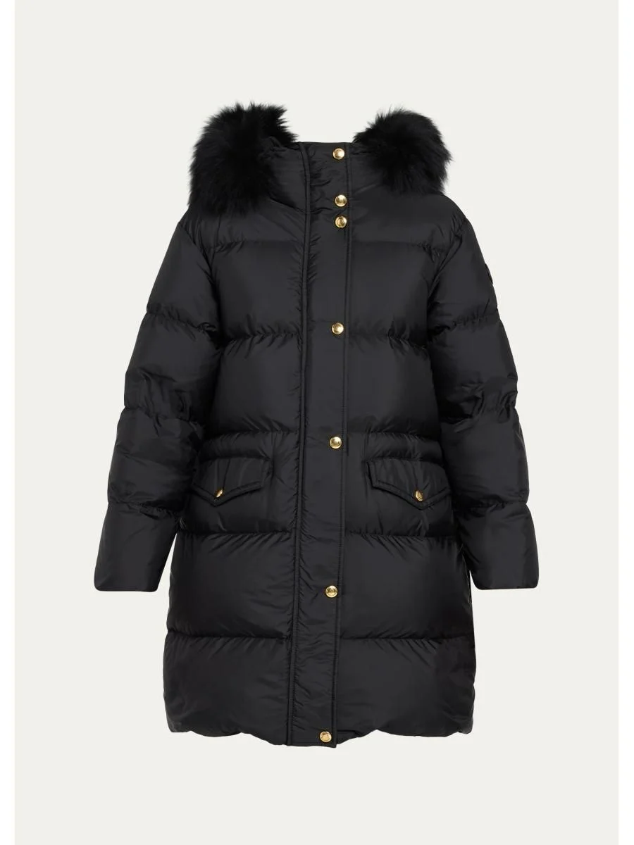 Aphroties Shearling Trimmed Hooded Long Down Parka - 1