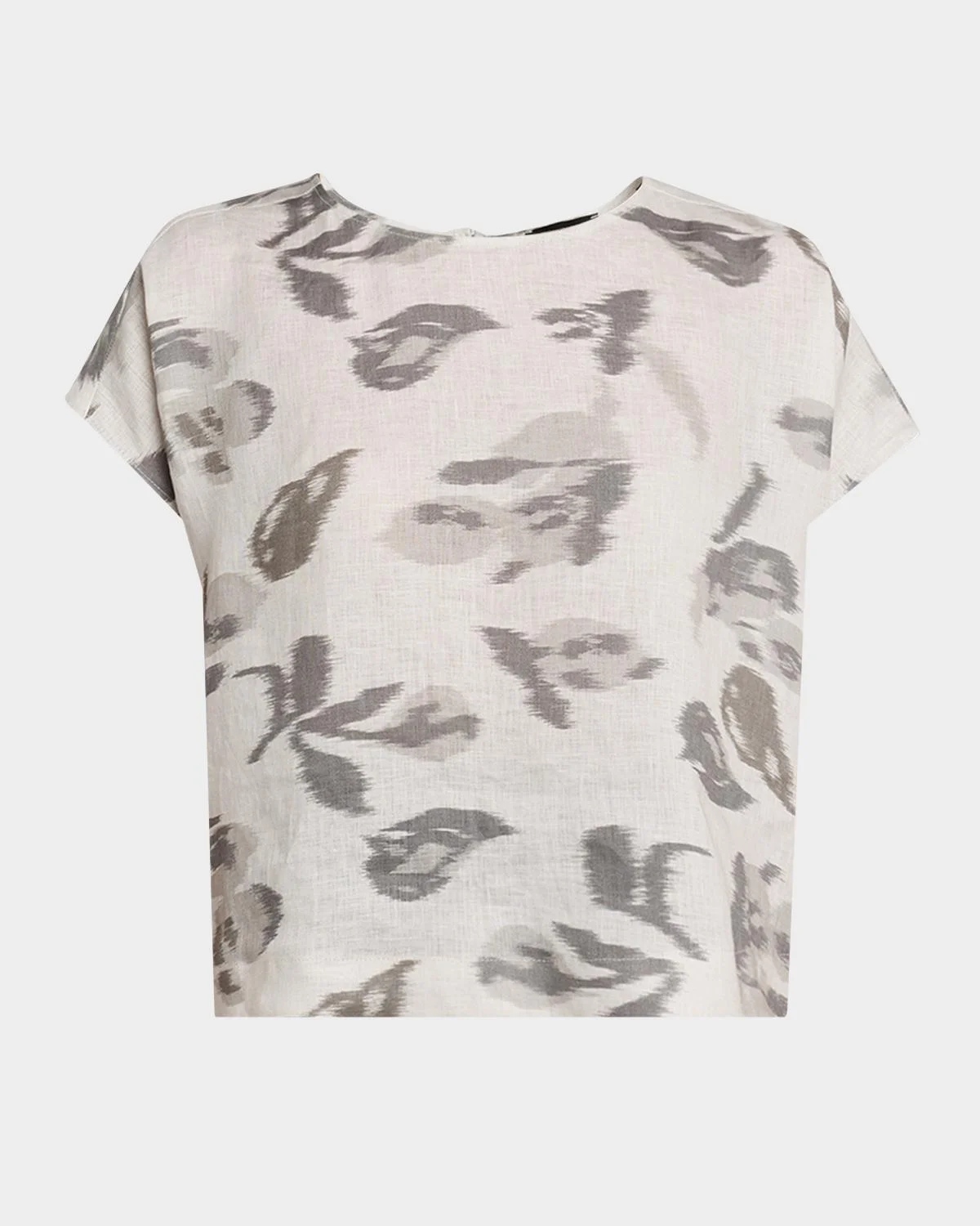 Boxy Floral-Print Linen Blouse - 1