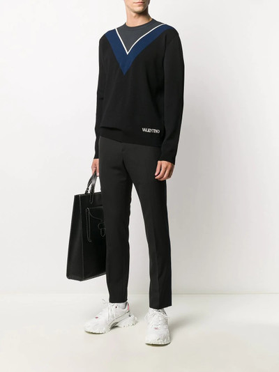 Valentino logo intarsia crew neck jumper outlook