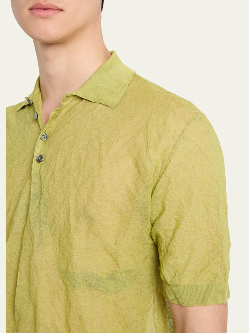 Men's Origami Crinkled Polo Shirt 5