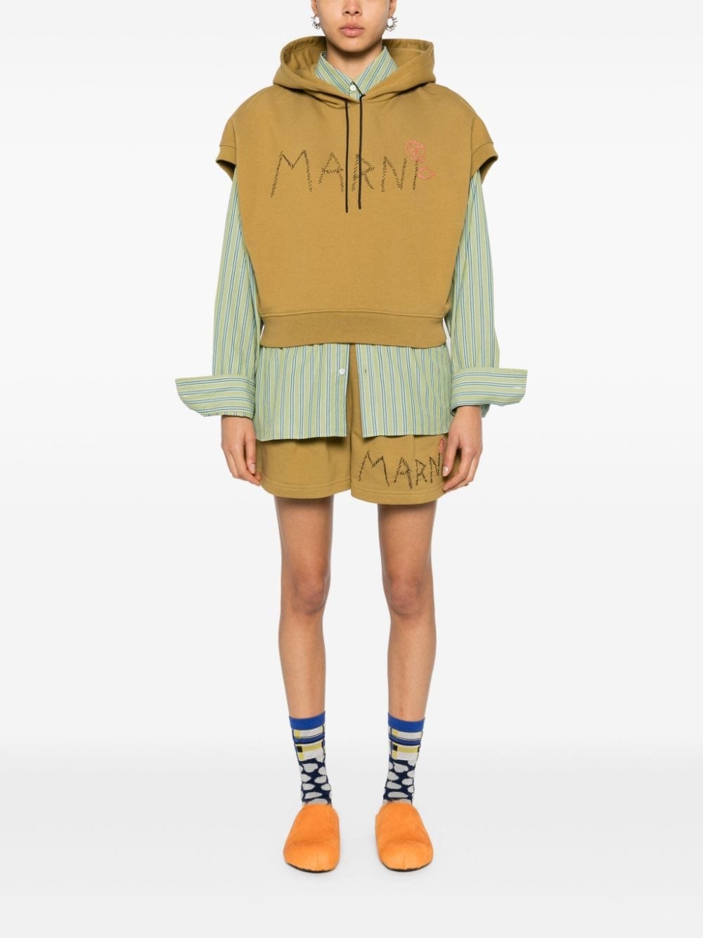 logo-embroidered track shorts - 2