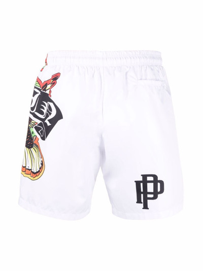 PHILIPP PLEIN logo-print swim shorts outlook