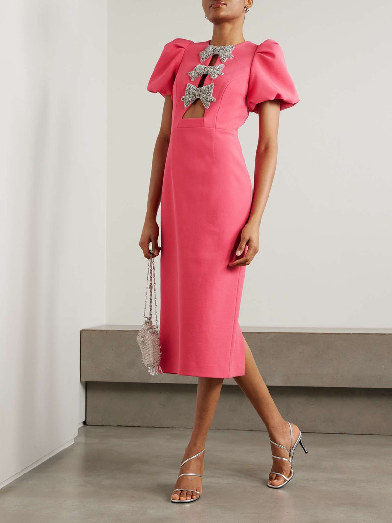 REBECCA VALLANCE Posey cutout embellished cady midi dress Pink outlook