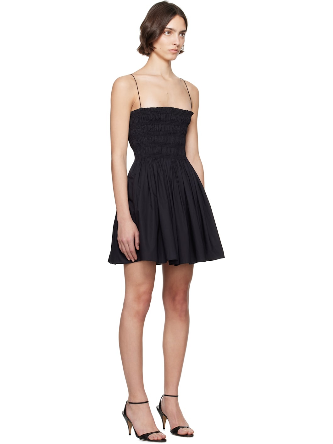 Black Shirred Bodice Minidress - 2