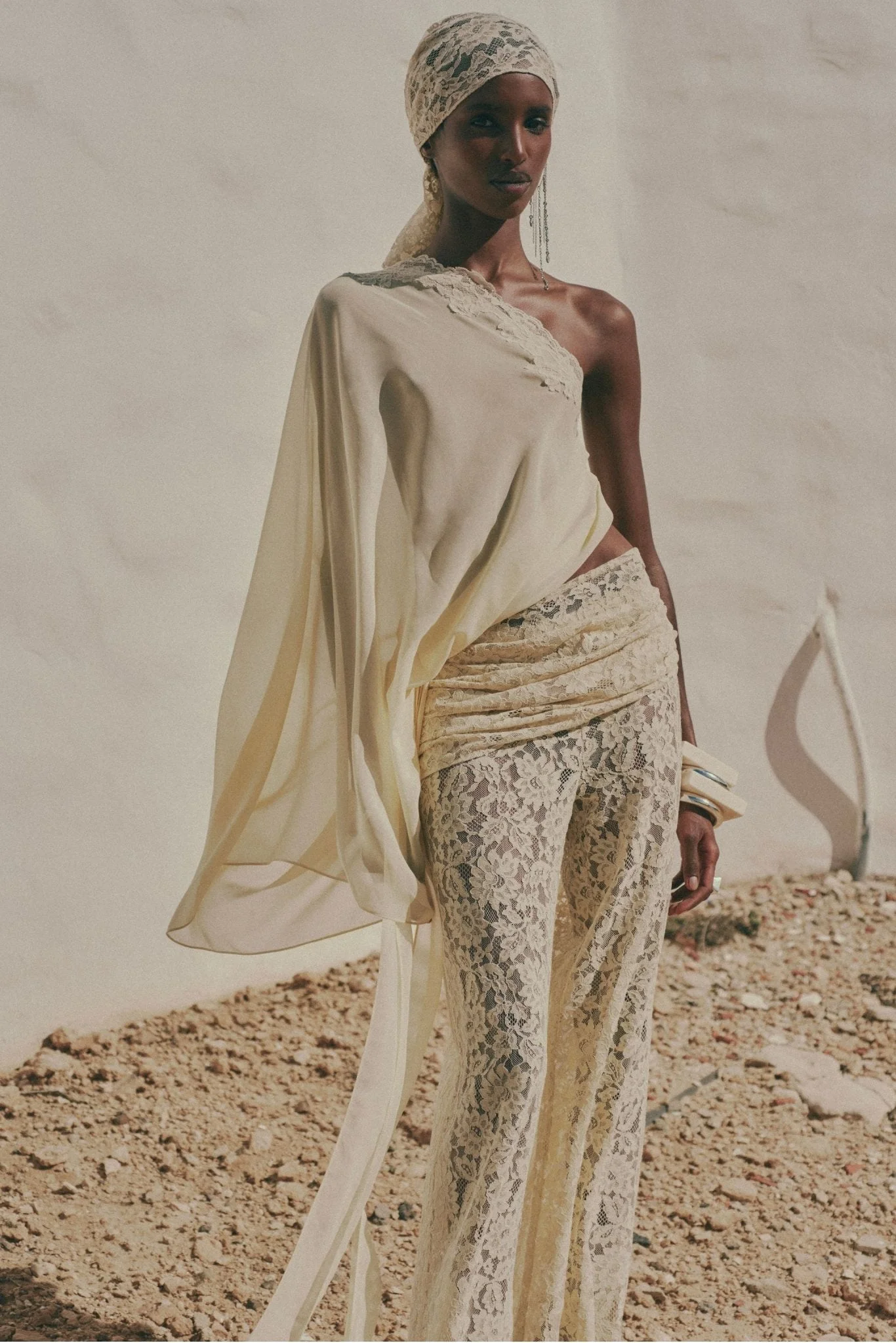 ROCIO TROUSER IN ANTIQUE YELLOW LACE - 1