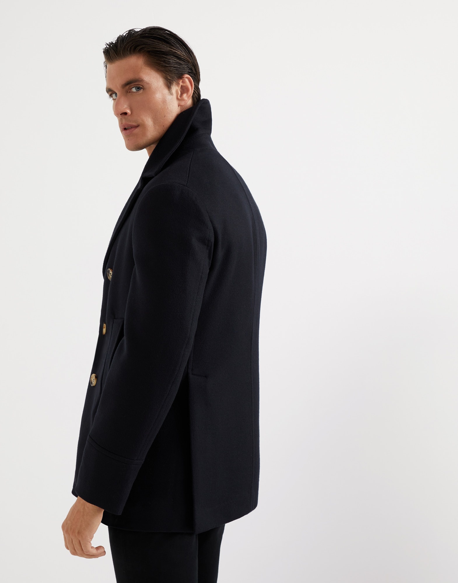 Wool double beaver cloth pea coat - 2