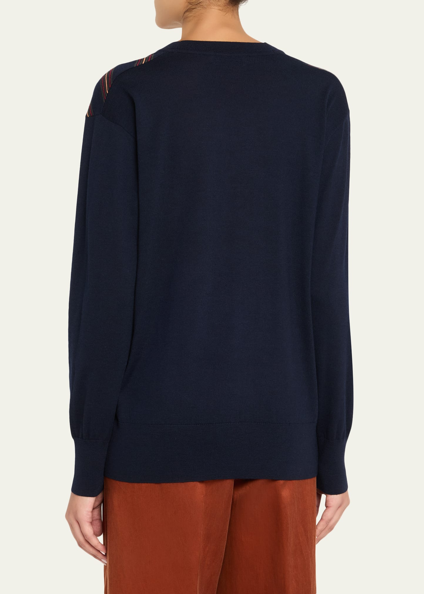 Tishana Striped V-Neck Wool Sweater - 3