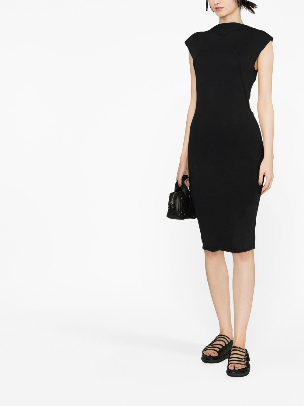 cap-sleeve knitted midi dress - 4
