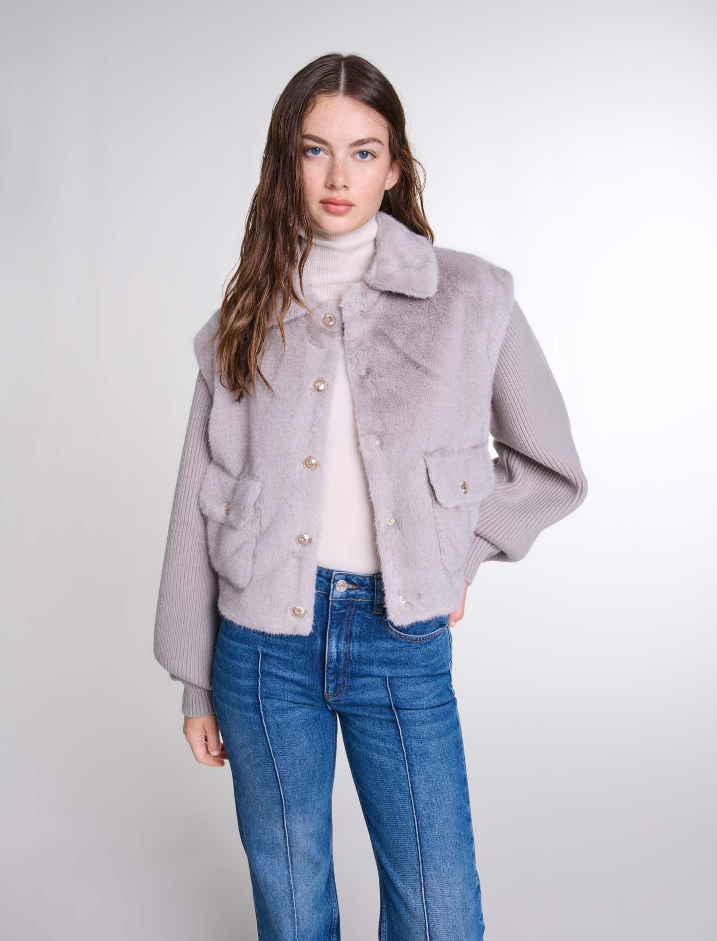 Dual-material faux fur jacket - 5