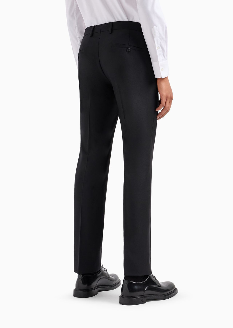 EMPORIO ARMANI Worsted virgin-wool, creased trousers outlook