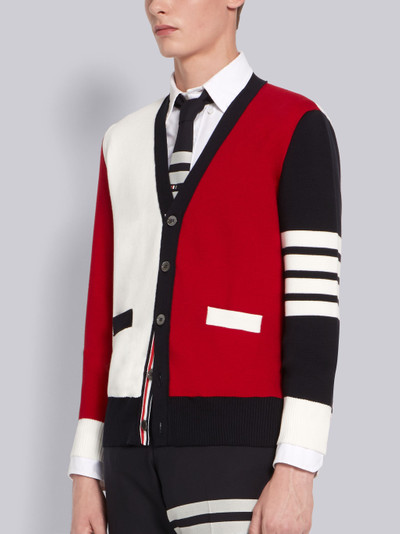 Thom Browne RWB Cotton V-Neck 4-Bar Cardigan outlook