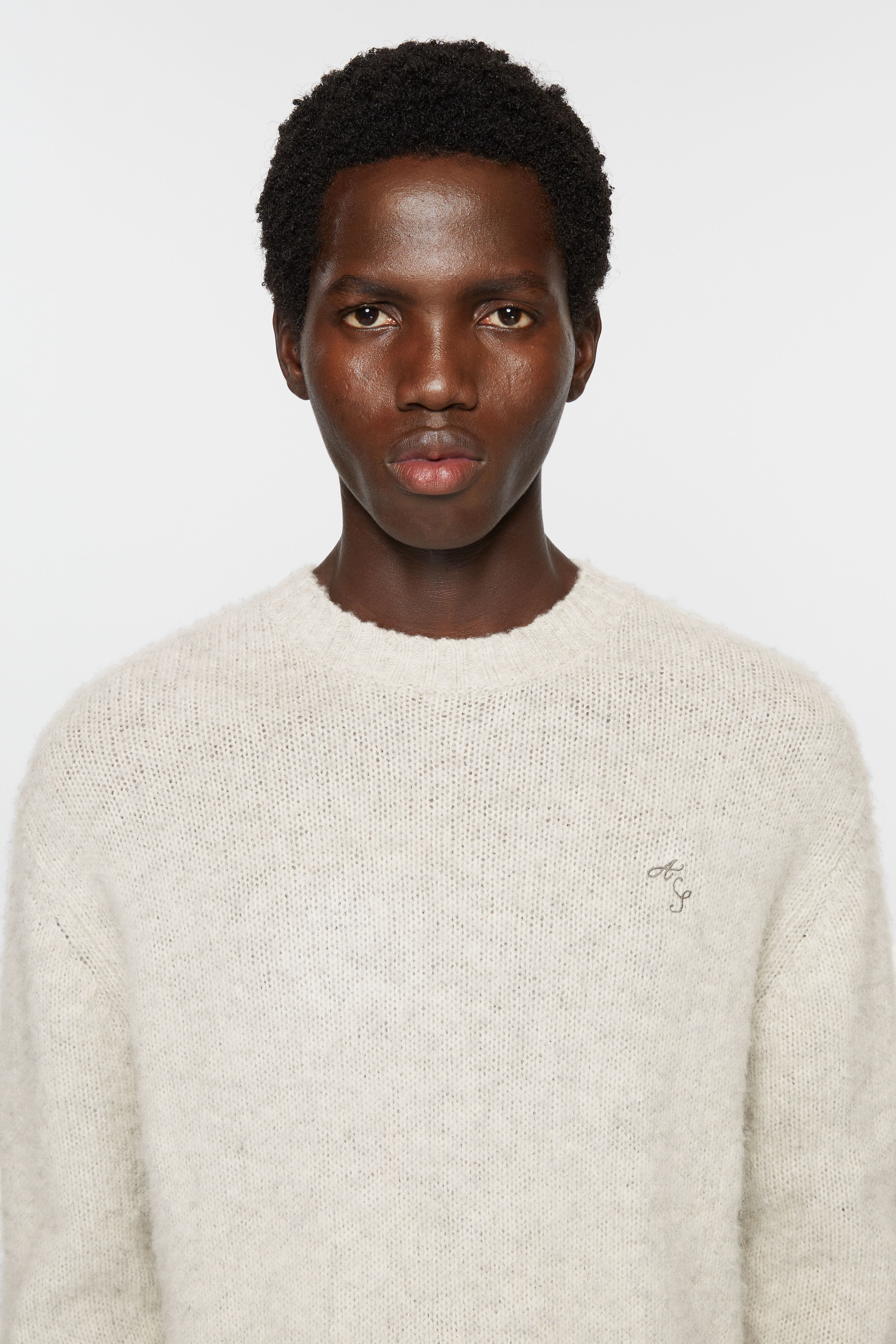 Crew neck wool jumper - Light Grey Melange - 4