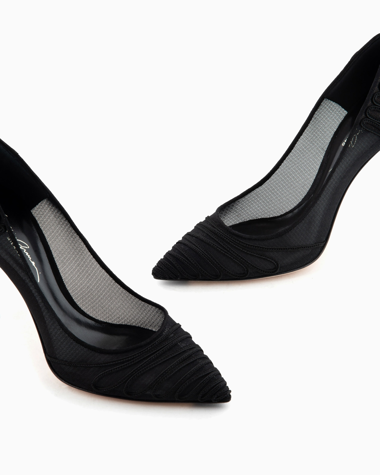 Tulle court shoes with suede embroidery - 5