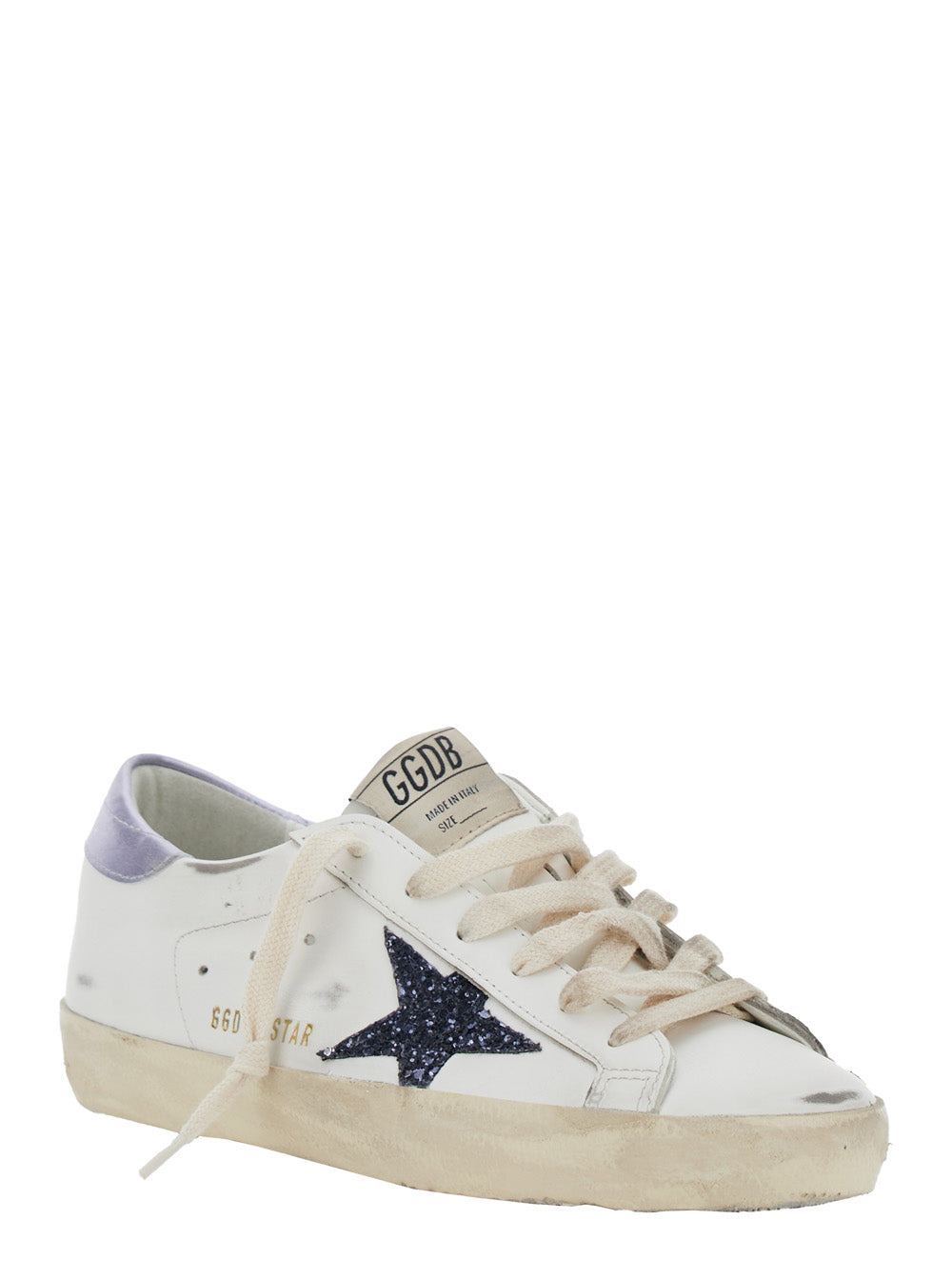 Golden Goose Women 'Superstar' White Low Top Sneakers With Glittered Star Patch And Laminated Heel W - 2
