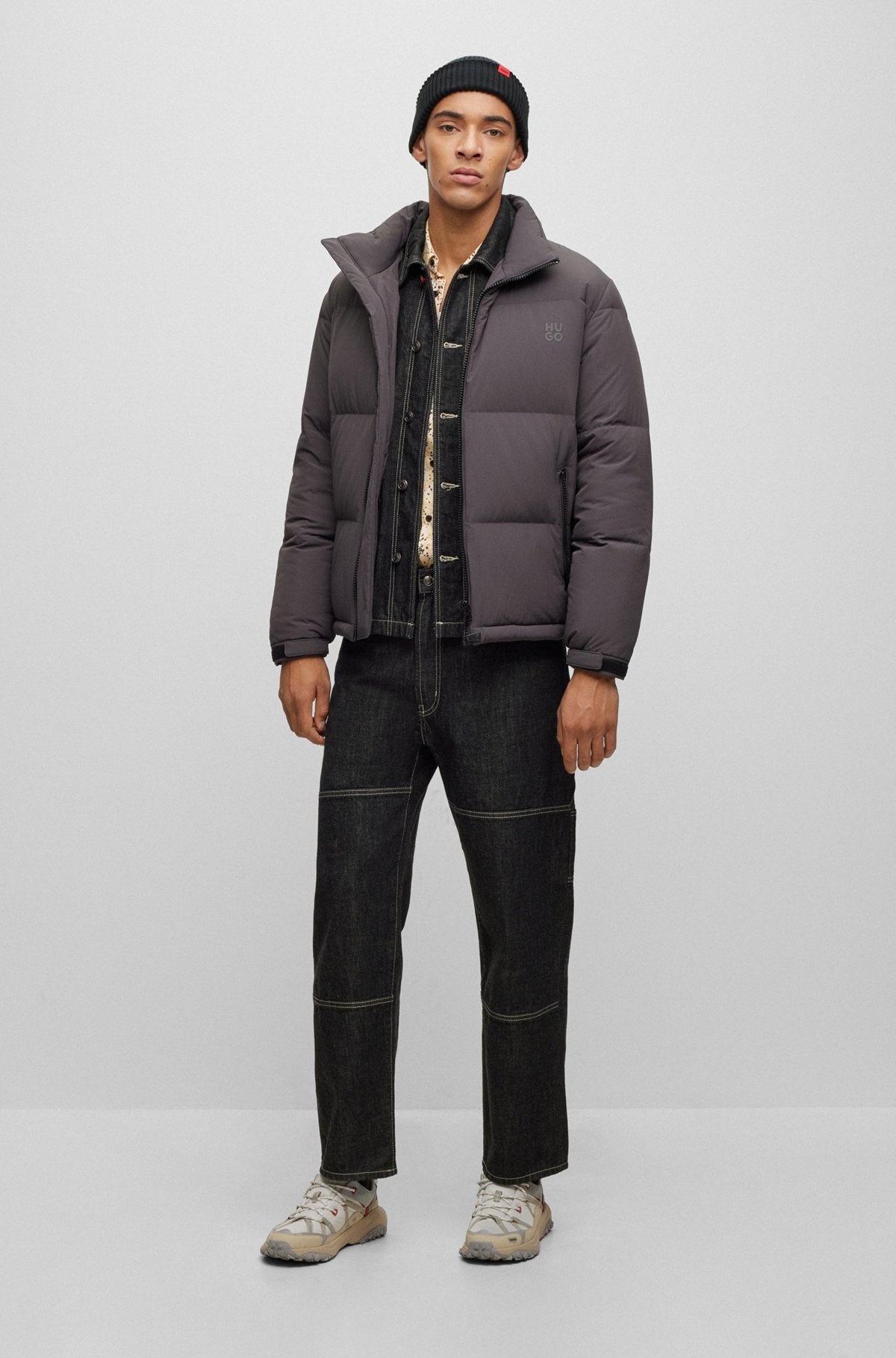 REGULAR-FIT WATER-REPELLENT PUFFER JACKET WITH STACKED LOGO - 3
