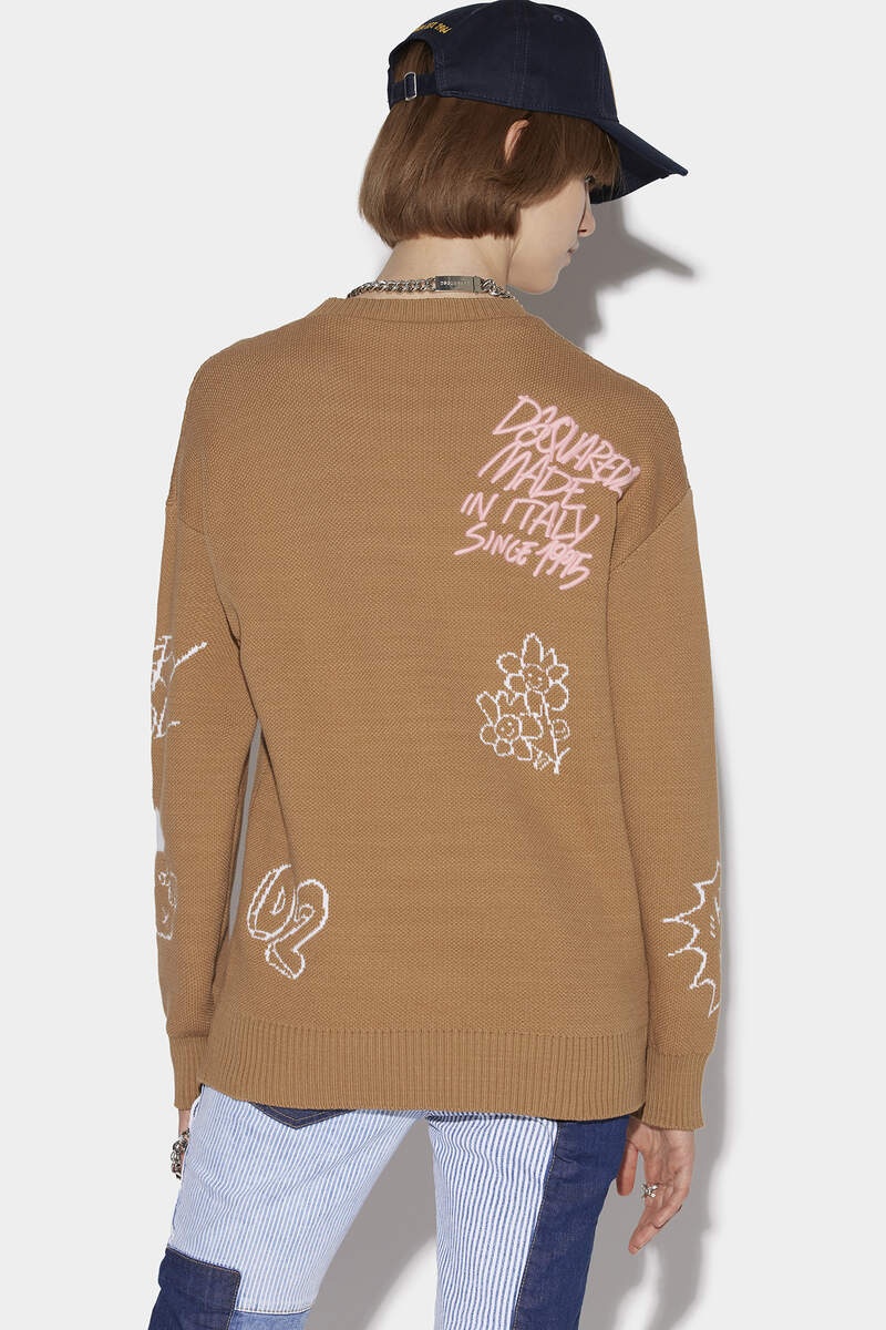 SCRIBBLES ROUND NECK SWEATER - 2
