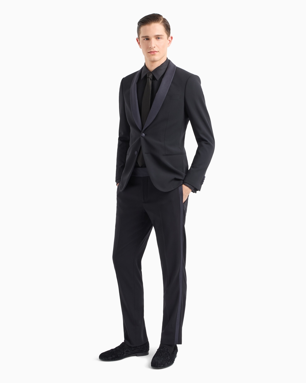COTTON TUXEDO SHIRT WITH PLEATED DETAIL - 2