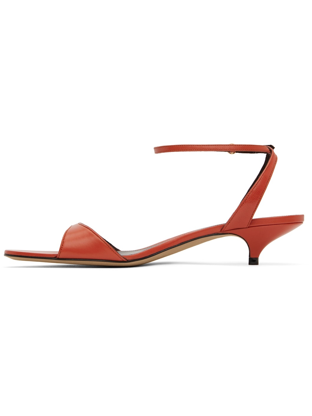 Orange Vika Ankle Strap Kitten Heeled Sandals - 3