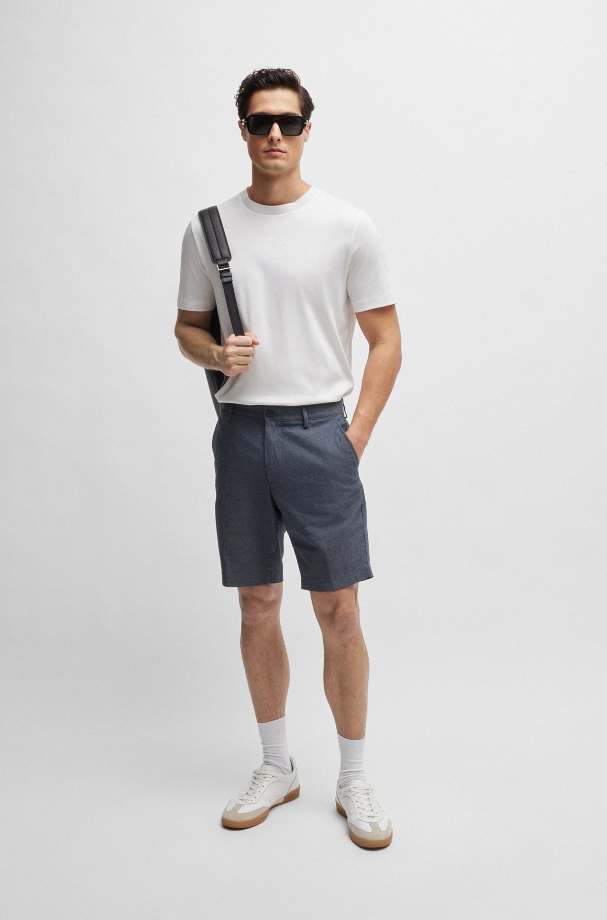 SLIM-FIT SHORTS IN MELANGE TWILL - 3