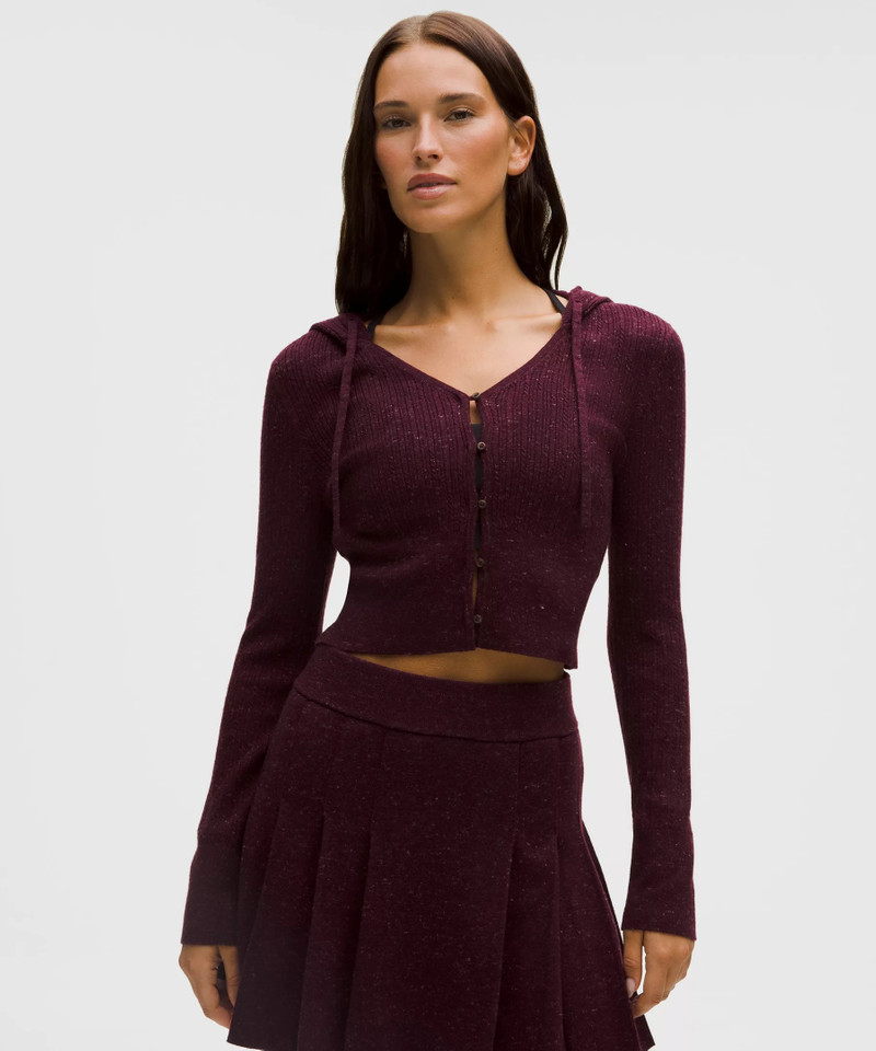 Micro Cable Merino Wool Hooded Cardigan 1