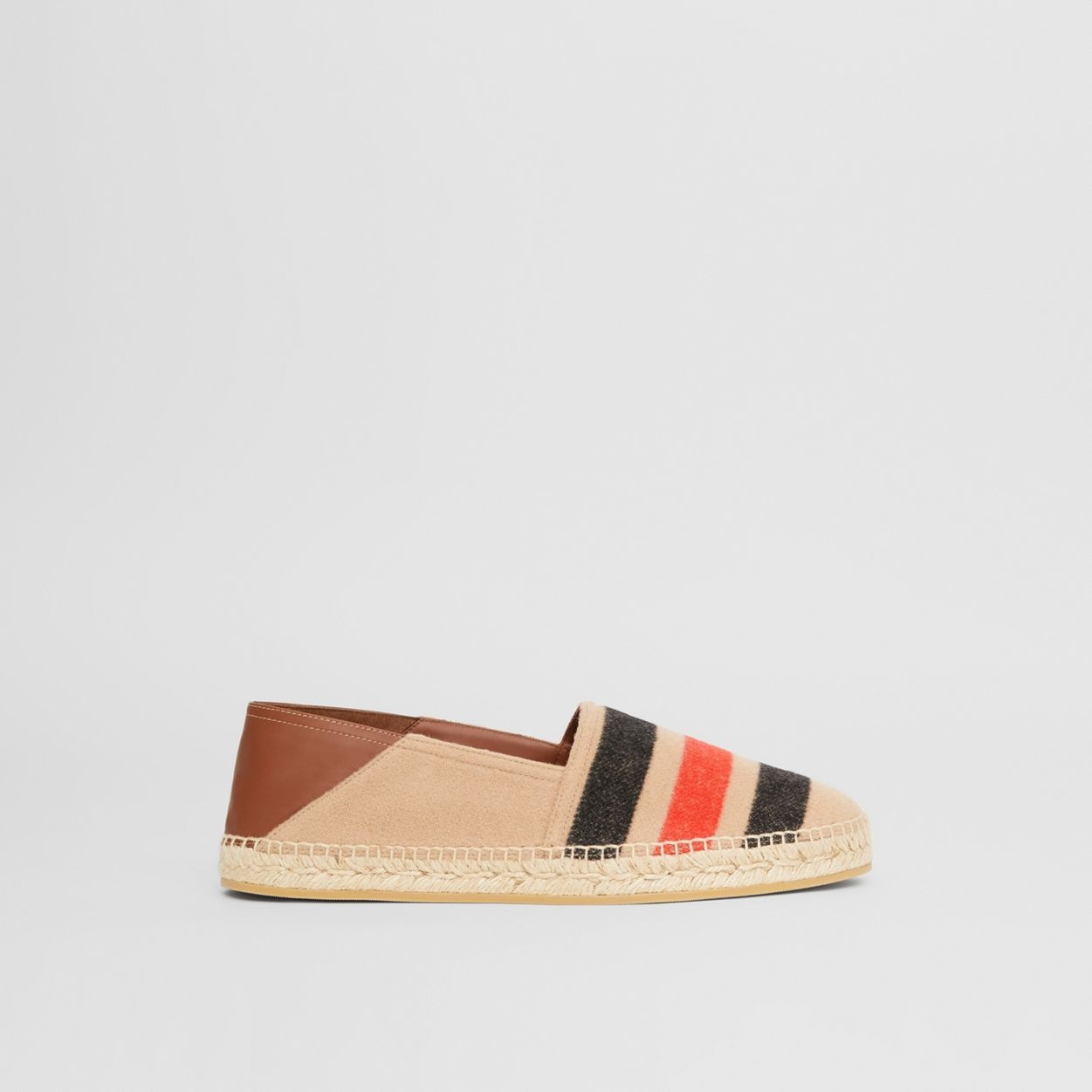 Stripe Detail Wool and Leather Espadrilles - 1