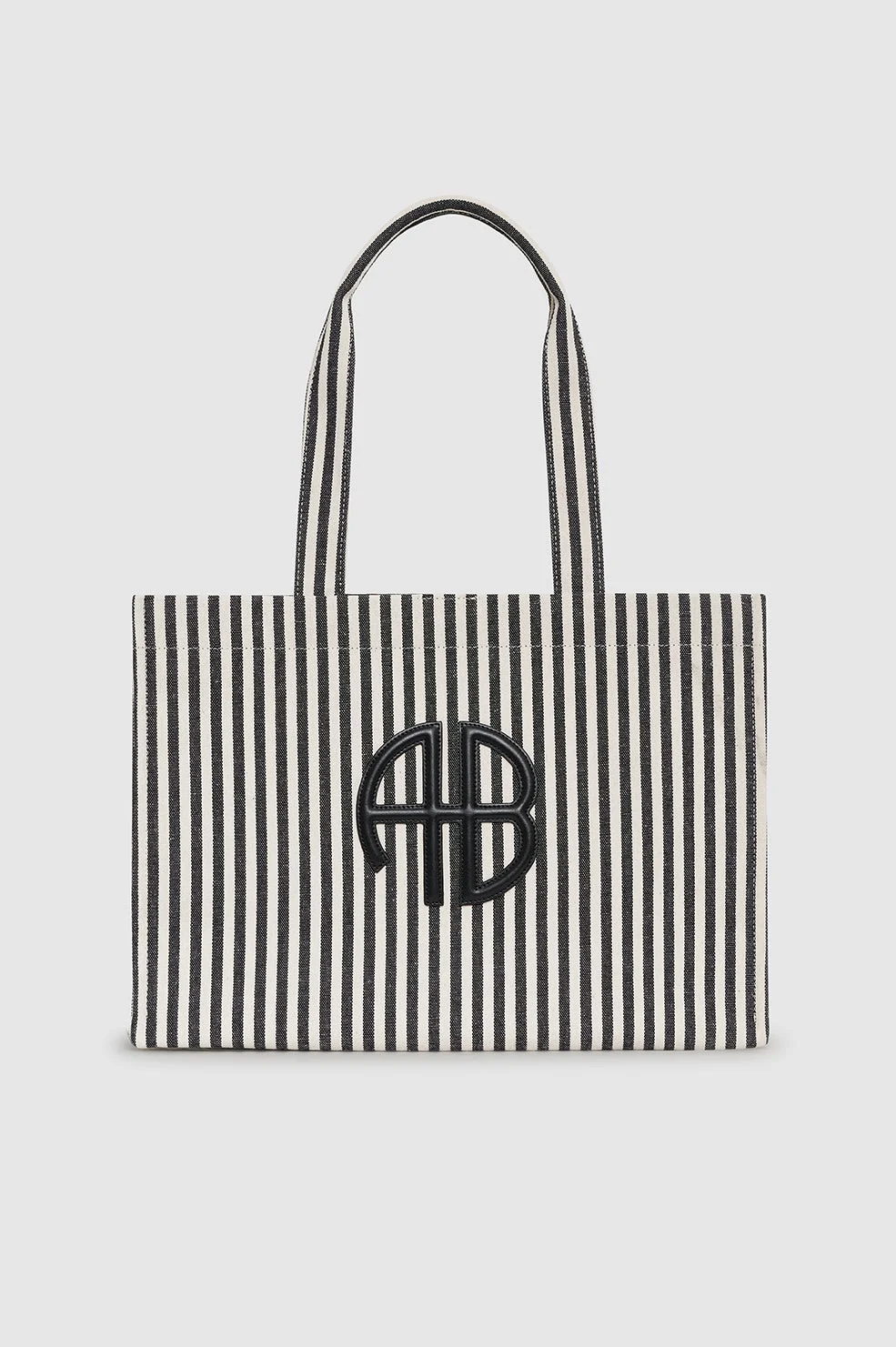 Lara Tote - White And Black Stripe - 1