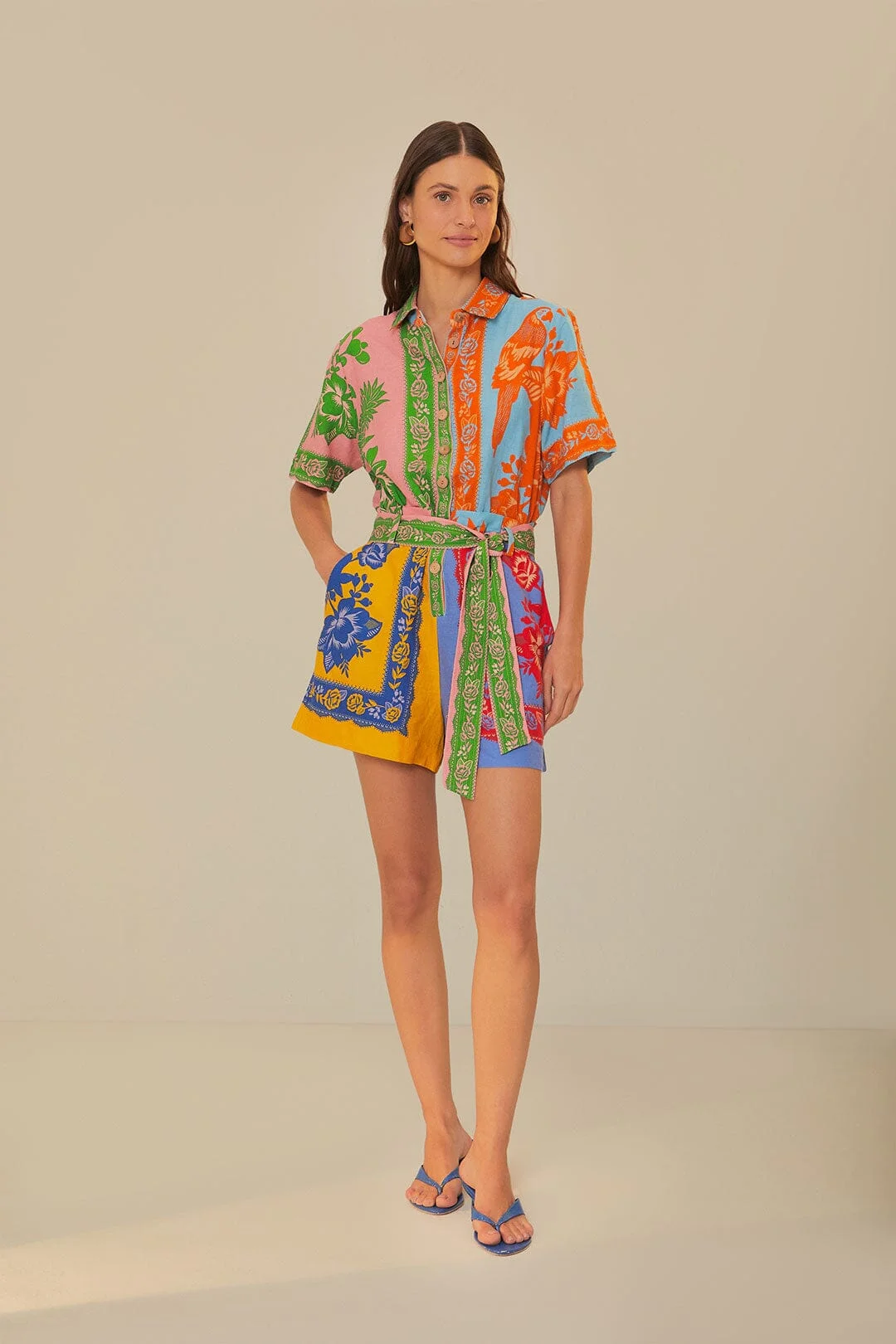 Mixed Lace Garden Scarves Romper - 1