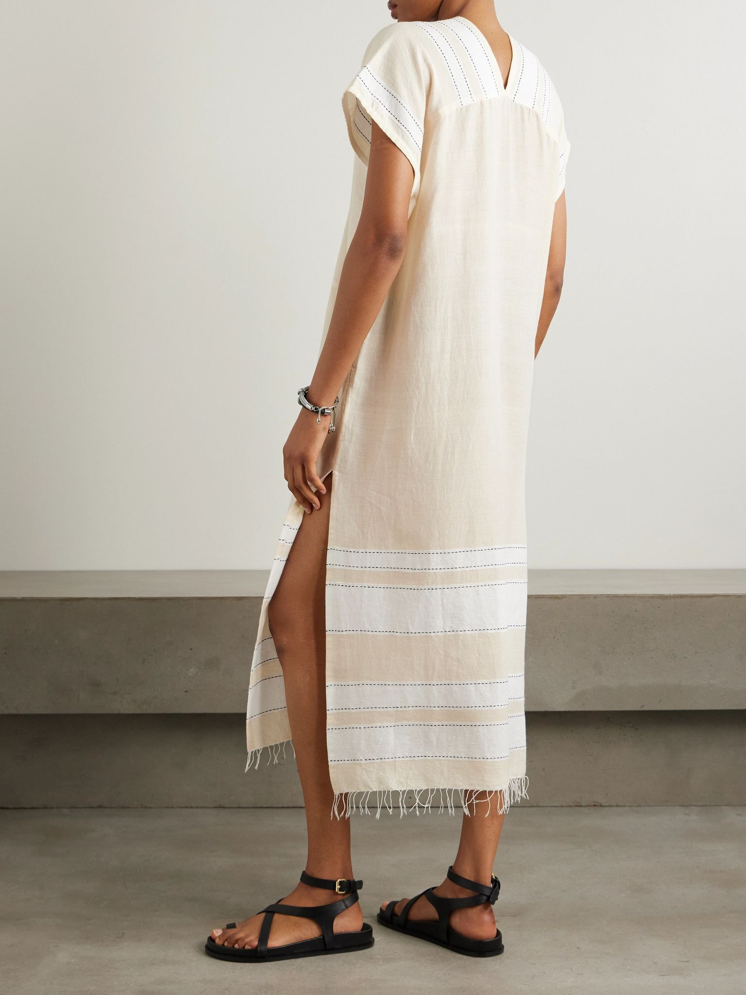 Gasira striped cotton-blend maxi dress Cream - 3