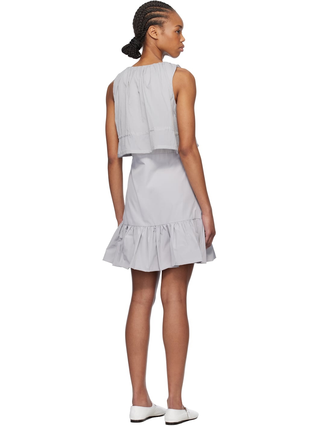 Gray Sheer Layered Minidress - 3