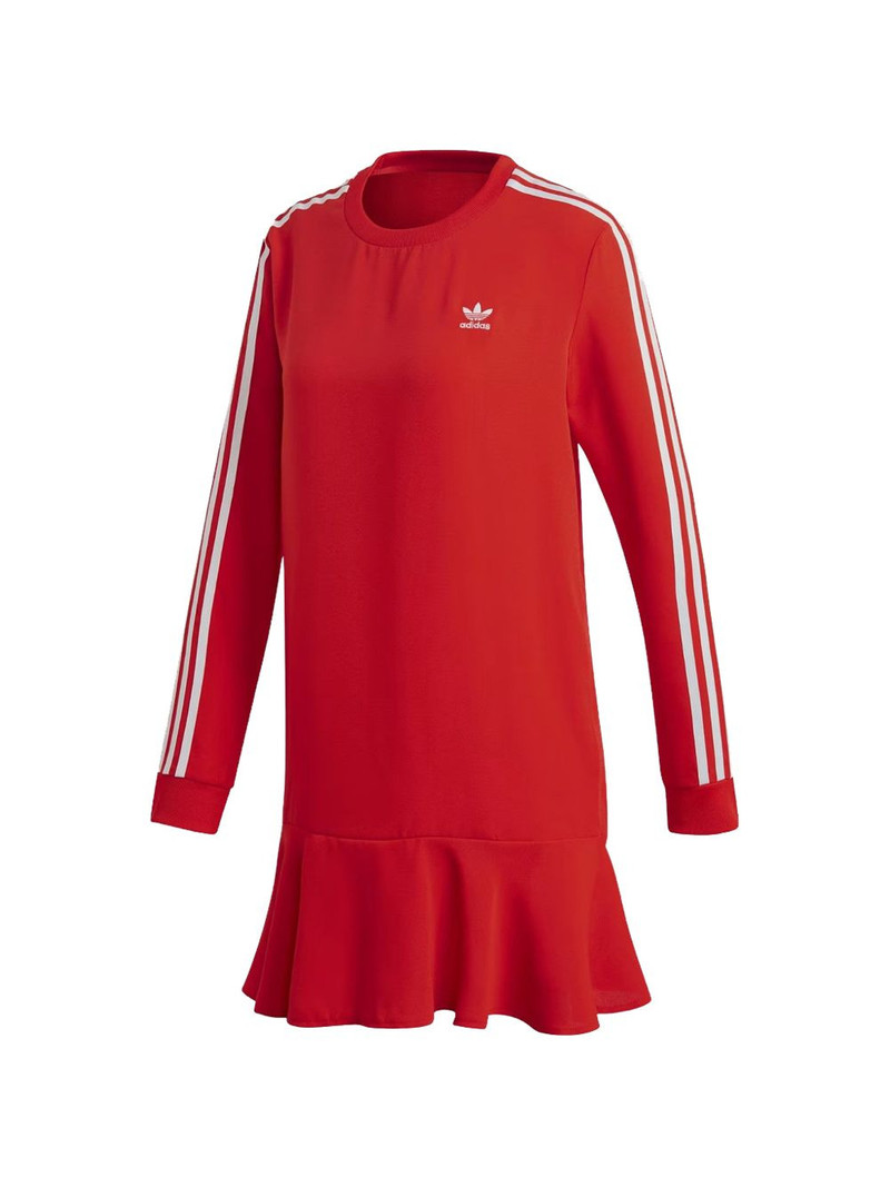 3-Stripe long-sleeve ruffled dress 1