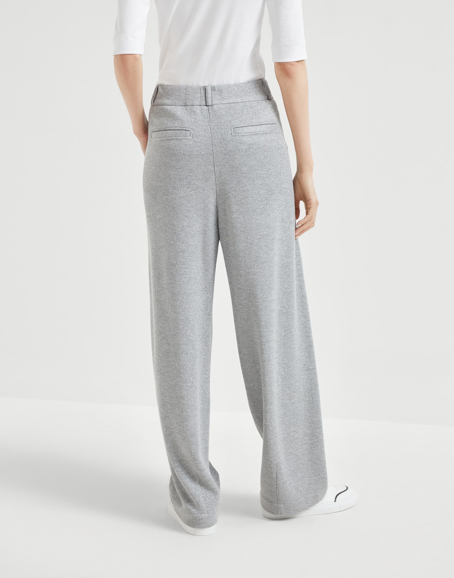 Cotton and viscose sparkling piqué trousers - 2