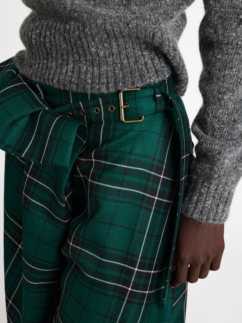 FOLD OVER TROUSERS IN FOREST GREEN TARTAN 7